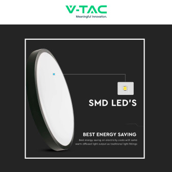 VT-8624S Plafoniera LED Rotonda 24W SMD IP44 Nera V-Tac