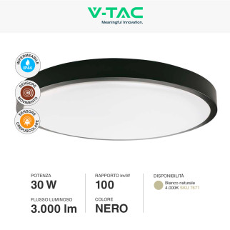 V-Tac VT-8630 Plafoniera LED Sensore Movimento Crepuscolare