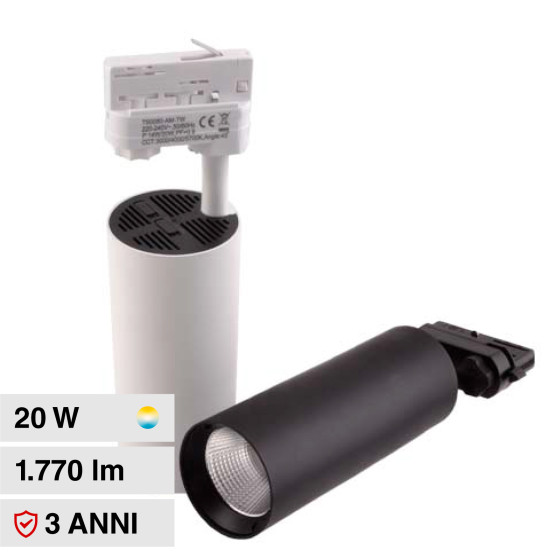 Faretto LED da Binario 14W/20W Track light COB CCT 3in1 FAI Faretto LED da Binario 14W/20W Track light COB CCT 3in1 FAI