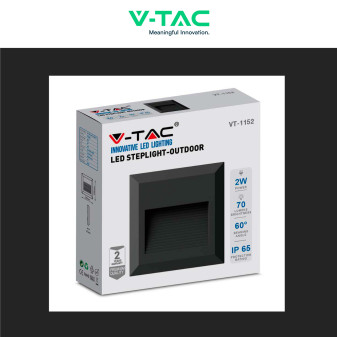 VT-1152 Punto Luce LED SMD 2W a Parete IP65 Nero V-Tac