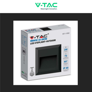 VT-1152 Punto Luce LED SMD 2W a Parete IP65 Nero V-Tac