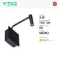 Immagine 2 - V-Tac VT-2943 Lampada LED da Muro 3W COB CREE con Porta USB Colore Nero - SKU 211487