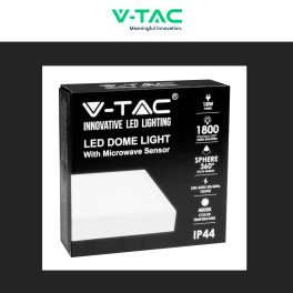 VT-8618S Plafoniera LED Quadrata 18W SMD IP44 Sensore V-Tac
