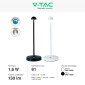 Immagine 4 - V-Tac VT-1073 Lampada LED da Tavolo 3in1 1,6W Ricaricabile Dimmerabile con Comandi Touch - SKU 10328 / 10329