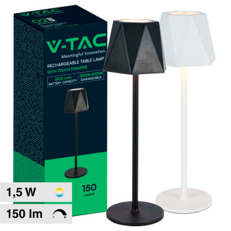 V-Tac VT-1034 Lampada LED da Tavolo 3in1 1,5W Ricaricabile Dimmerabile con...