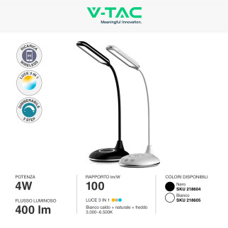 VT-7705 Lampada LED da Tavolo Multifunzione CCT 3in1 V-Tac