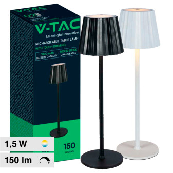V-Tac VT-1028 Lampada LED da Tavolo 3in1 1,5W Ricaricabile Dimmerabile con...