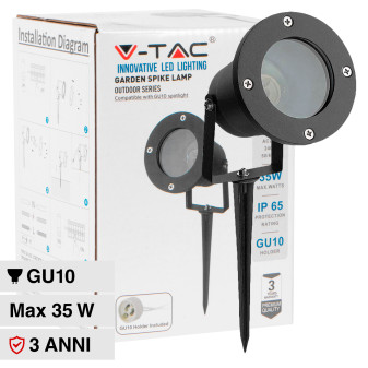 V-Tac VT-7701 Portafaretto da Giardino con Portalampada per Lampadine GU10...