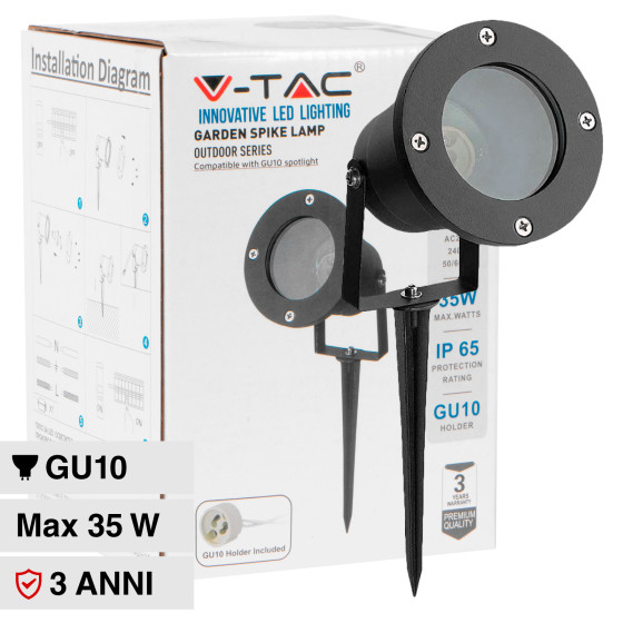 VT-7701 Portafaretto da Giardino con Portalampada GU10 V-Tac VT-7701 Portafaretto da Giardino con Portalampada GU10 V-Tac