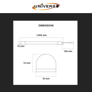 Striscia LED Rigida 10W SMD 120 LED/m 12V in Alluminio 1m Universo
