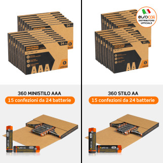 Uniross Industrial 360 Stilo AA LR6 1,5 V + 360 Ministilo AAA LR03 1,5 V - 720 Batterie