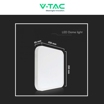 VT-8618 Plafoniera LED Quadrata 18W SMD IP44 Colore Bianco V-Tac