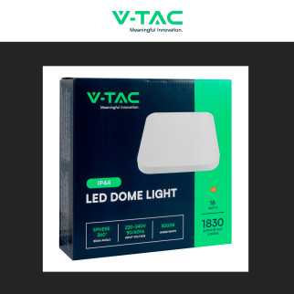 VT-8618 Plafoniera LED Quadrata 18W SMD IP44 Colore Bianco V-Tac