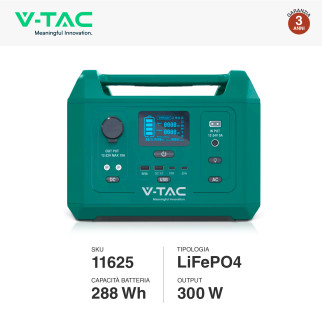 VT-303N Accumulatore Portatile LiFePO4 288Wh 300W V-Tac