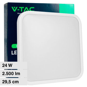 V-Tac VT-8624 Plafoniera LED Quadrata 24W SMD IP44 Colore Bianco - SKU 76271...