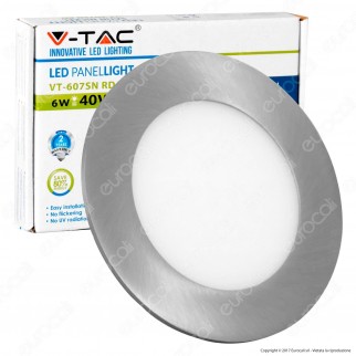 V-Tac VT-607RD Pannello LED Rotondo 6W SMD Satinato da Incasso con