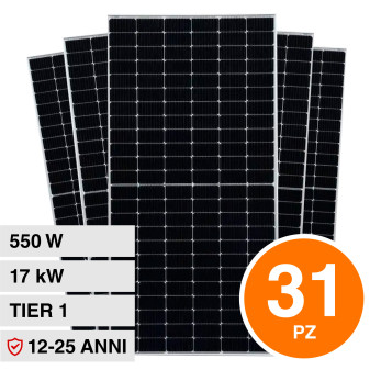 V-Tac Kit 17kW 31 Pannelli Solari Fotovoltaici 550W TIER 1 144 Celle...