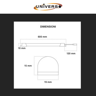 Striscia LED Rigida 6W SMD 120 LED/m 12V in Alluminio 60cm Universo