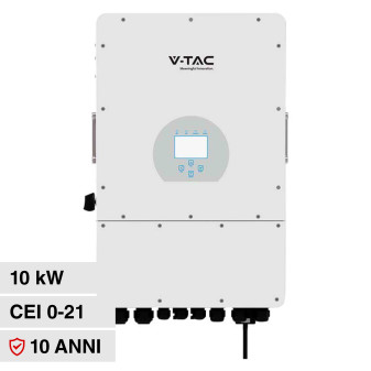 V-Tac Inverter Fotovoltaico Trifase Ibrido On-Grid / Off-Grid 10kW Garanzia...