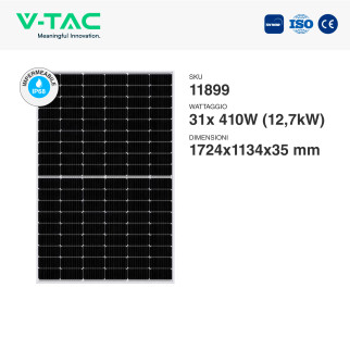 31 Pannelli Solari Fotovoltaici 410W IP68 108 Celle V-Tac