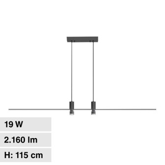 V-Tac VT-7827 Lampadario LED a Sospensione 19W SMD Colore Nero - SKU 10060