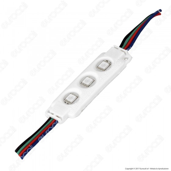 V-Tac VT-50506 Modulo 3 LED 0,72W SMD 12V RGB Impermeabile IP67 - SKU V-Tac VT-50506 Modulo 3 LED 0,72W SMD 12V RGB Impermeabile IP67 - SKU