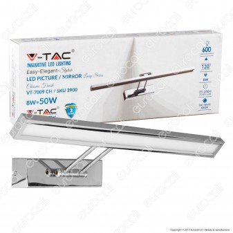 V-Tac VT-7009 Lampada da Specchio Wall Light Cromata 8W - SKU 3984 /