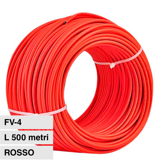 Cavo per Pannelli Solari Fotovoltaici FV-4 V-Tac Rosso 500mt Cavo per Pannelli Solari Fotovoltaici FV-4 V-Tac Rosso 500mt