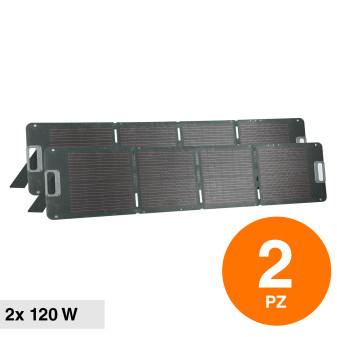 V-Tac VT-10240 Kit 2 Pannelli Solari Fotovoltaici 120W Pieghevoli Portatili...