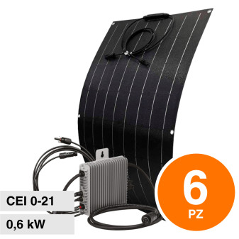 V-Tac Kit Fotovoltaico da Balcone 0.6kW con 6 Pannelli Solari 100W +...