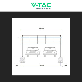 V-Tac Pensilina 2 Posti Auto + Pannelli Fotovoltaici Inverter e Batteria
