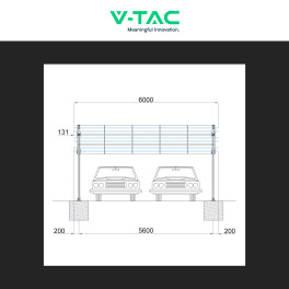 V-Tac Pensilina 2 Posti Auto + Pannelli Fotovoltaici Inverter e Batteria
