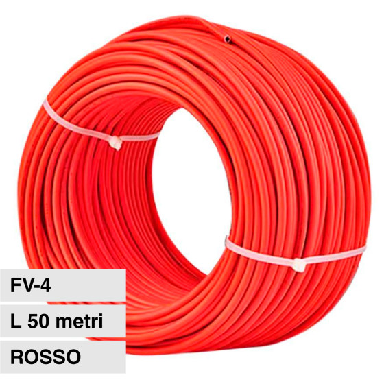 Cavo per Pannelli Solari Fotovoltaici FV-4 V-Tac Rosso 50mt Cavo per Pannelli Solari Fotovoltaici FV-4 V-Tac Rosso 50mt