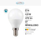 Immagine 2 - V-Tac Smart VT-2234 Lampadina LED E14 4,8W Bulb P45 MiniGlobo SMD RGB+W Dimmerabile con Telecomando - SKU 3029