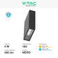 Immagine 4 - V-Tac VT-844 Lampada LED da Muro 4W Wall Light SMD Applique IP65 Colore Nero - SKU 218561 / 218563