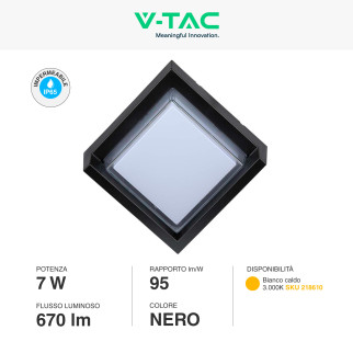 VT-831 Lampada LED da Muro 7W SMD Applique Nera IP65 V-Tac
