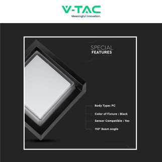 VT-831 Lampada LED da Muro 7W SMD Applique Nera IP65 V-Tac