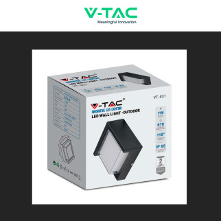 VT-831 Lampada LED da Muro 7W SMD Applique Nera IP65 V-Tac
