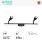 Immagine 2 - V-Tac VT-810 Lampada LED da Parete 9W SMD Wall Light Colore Nero Applique con Teste Orientabili - SKU 218269