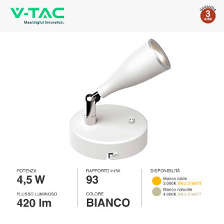 VT-805 Lampada LED da Parete 4,5W SMD Colore Bianco V-Tac