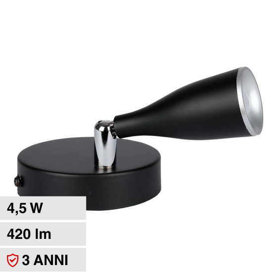 Lampada LED Parete 4,5W SMD Orientabile Bianca V-Tac VT-805 Lampada LED Parete 4,5W SMD Orientabile Bianca V-Tac VT-805