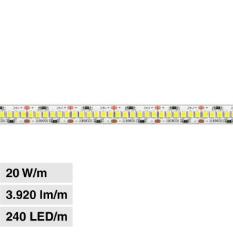 LEDCO Striscia LED Flessibile 400W SMD 240 LED/m 24V CRI≥90 - Bobina 20m -...