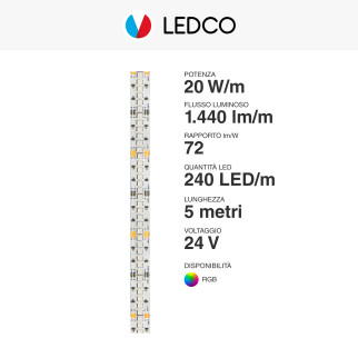 Striscia LED 100W Flessibile SMD Monocolore 24V 5m LEDCO
