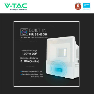VT-118S Faro LED 10W SMD Chip Samsung con Sensore IP65 V-Tac