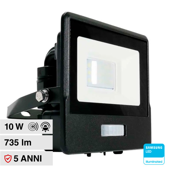 Faro LED 10W SMD Chip Samsung con Sensore IP65 VT-118S V-Tac Faro LED 10W SMD Chip Samsung con Sensore IP65 VT-118S V-Tac