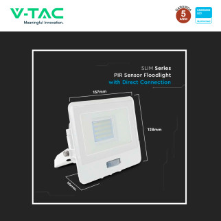 Faro LED 20W SMD VT-128S Chip Samsung con Sensore IP65 V-Tac