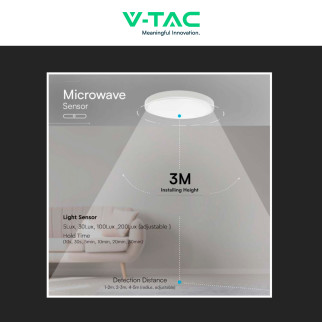 VT-8630 Plafoniera LED Rotonda 36W SMD IP44 Colore Bianco V-Tac