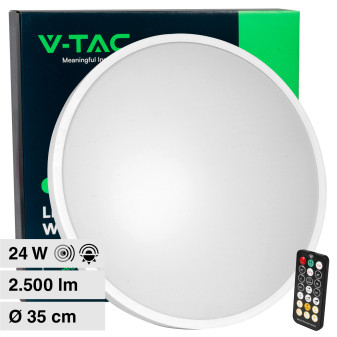 V-Tac VT-8624S Plafoniera LED Rotonda 24W SMD IP44 Sensore di Movimento e...