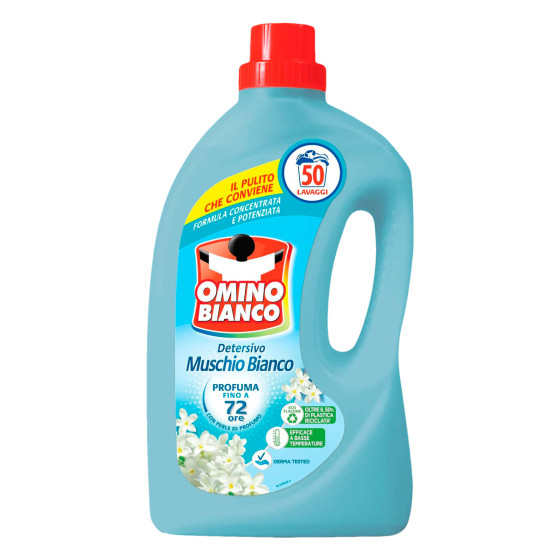 Detersivo Liquido per Lavatrice 50 Lavaggi Muschio Bianco Omino Bianco Detersivo Liquido per Lavatrice 50 Lavaggi Muschio Bianco Omino Bianco