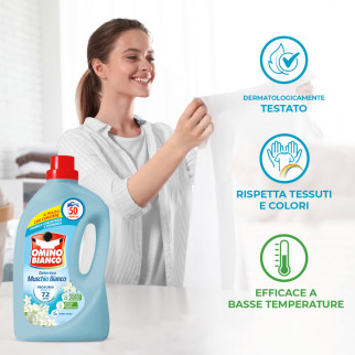 Detersivo Liquido per Lavatrice 50 Lavaggi Muschio Bianco Omino Bianco